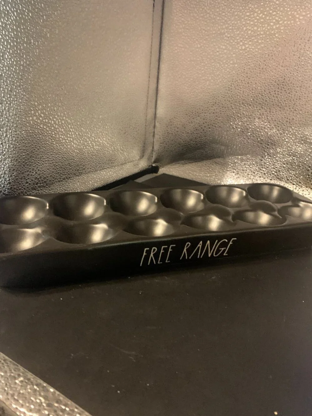 Rae Dunn By Magenta Cermaic Black Egg Carton Holder SELLING AS IS